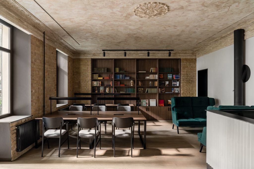 Maya Baklan modern office interior design Windsor London commercial space library quiet space coworking full view