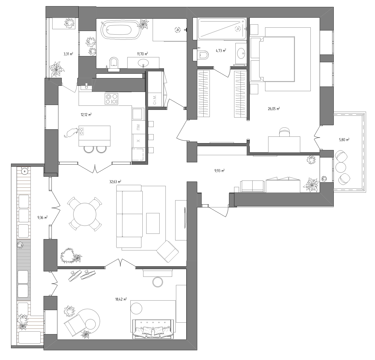 Maya Baklan Top Interior Designer Windsor London Modern Flat Scandi Style French Style Young Home Architectural Details Floor Plan Before and After Renovation